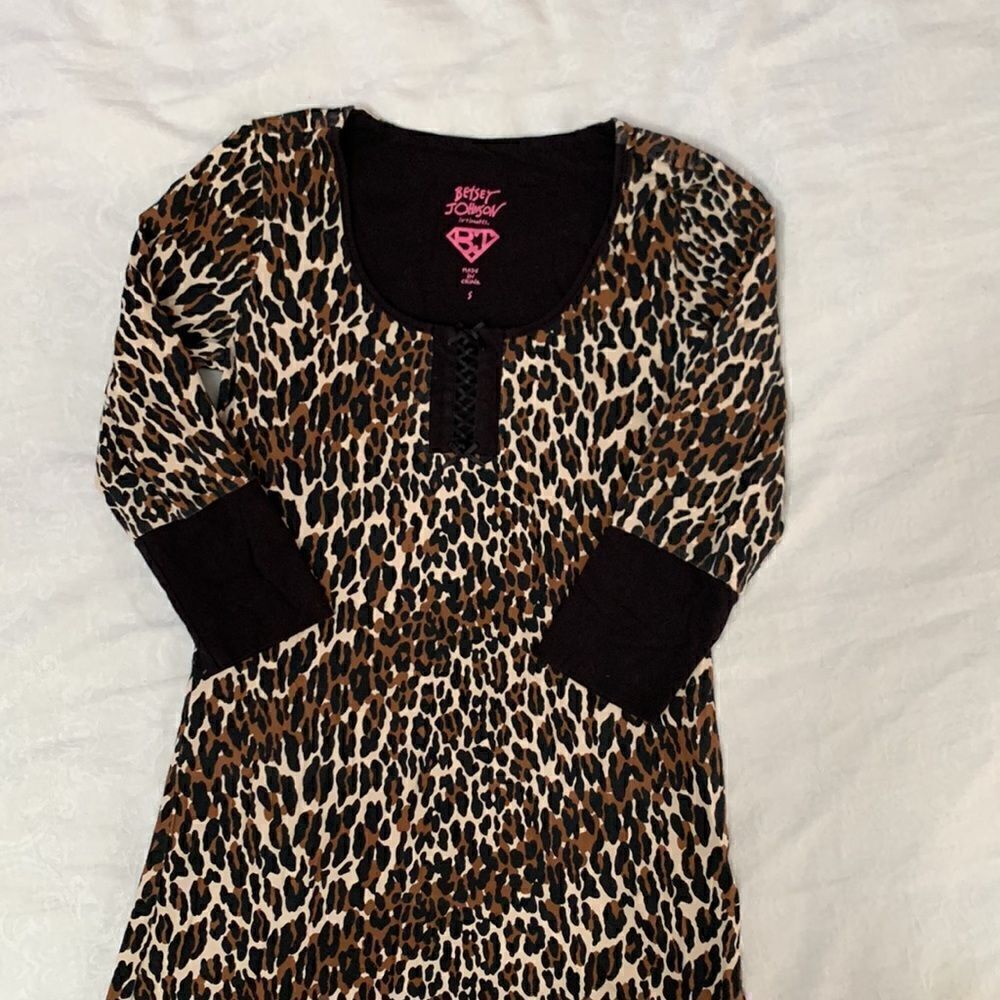 Betsey Johnson Intimates Leopard Print Nightie Pajama Gown Top Size S